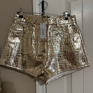 Nasty Gal Gold Leather printed shorts!